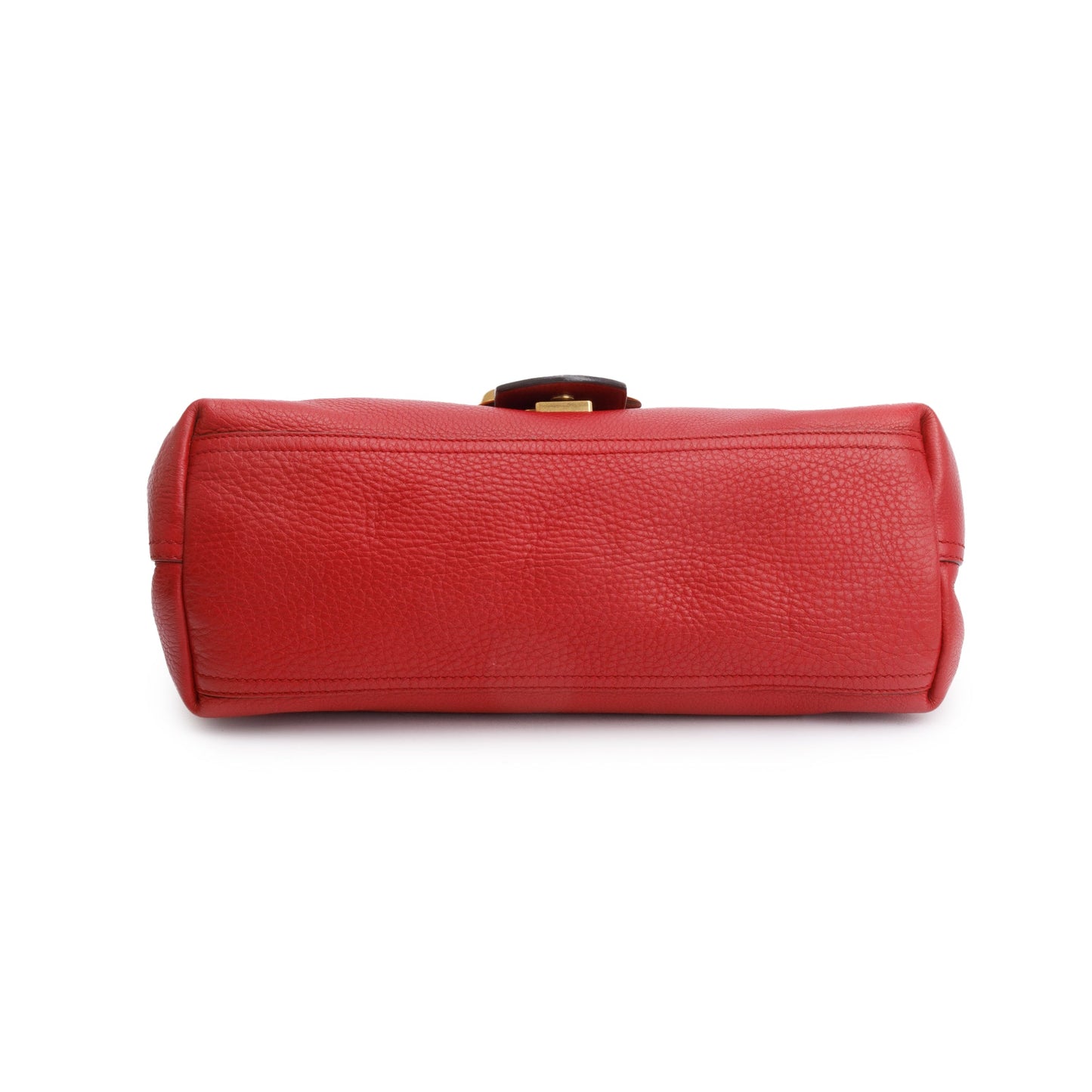 Gucci Red Pebble Leather GG Marmont Medium Shoulder Bag