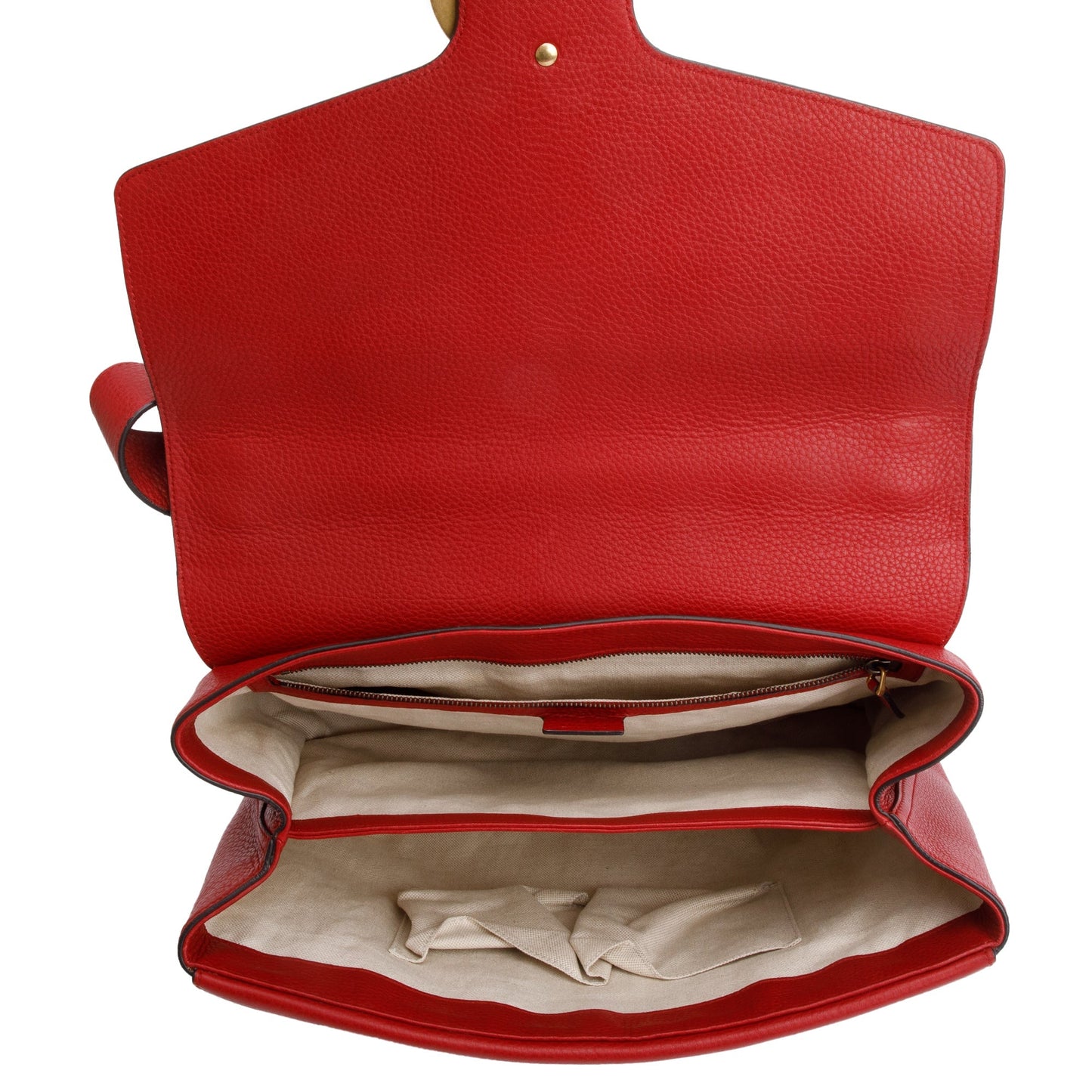 Gucci Red Pebble Leather GG Marmont Medium Shoulder Bag