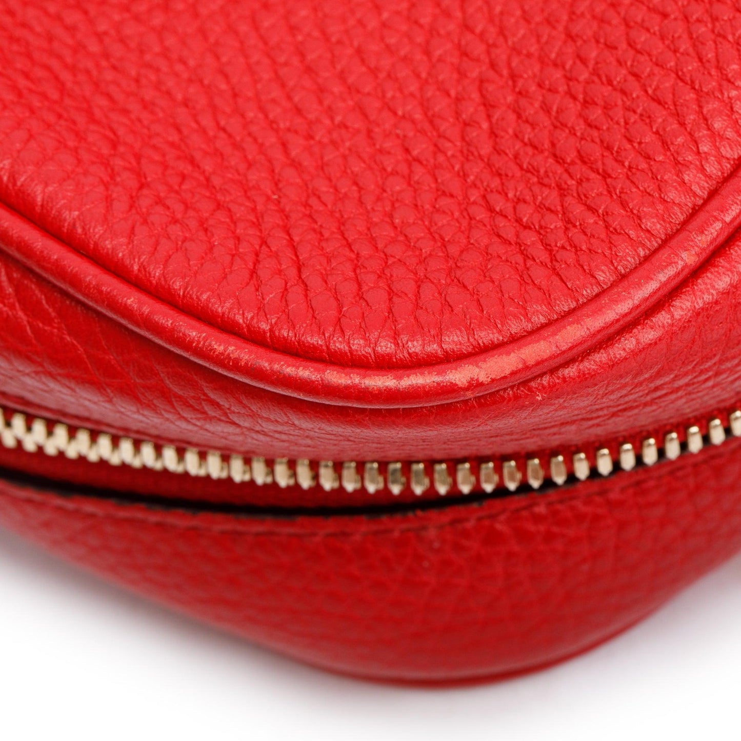 Gucci Red Pebbled Calfskin Leather Small Soho Disco Bag