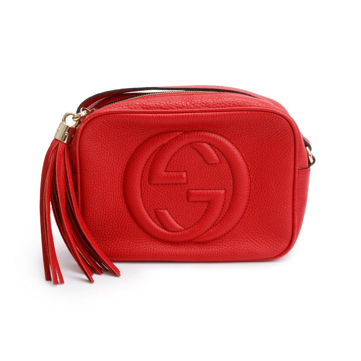 Gucci Red Pebbled Calfskin Leather Small Soho Disco Bag