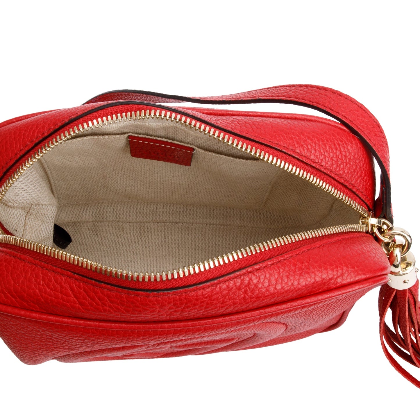 Gucci Red Pebbled Calfskin Leather Small Soho Disco Bag