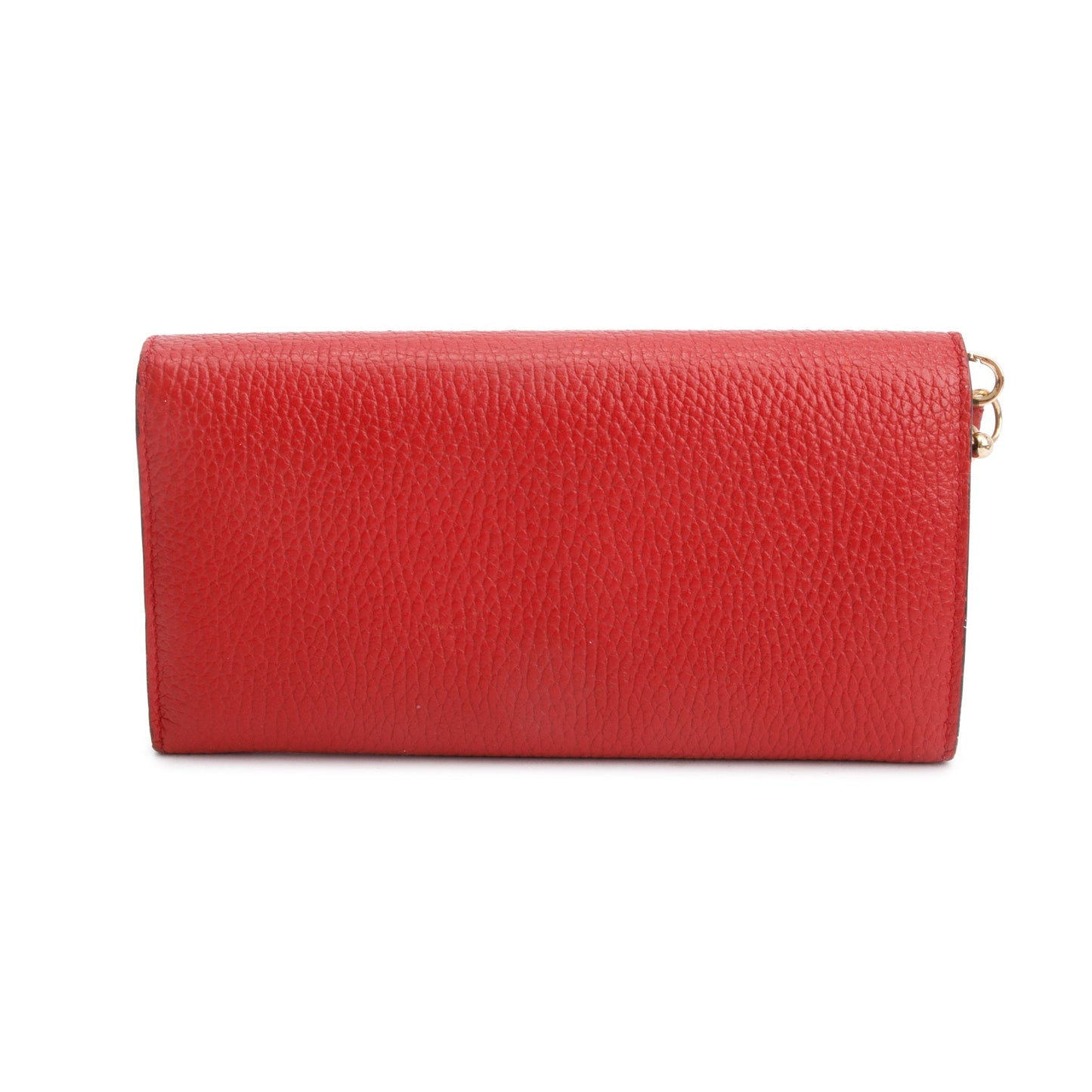 Gucci Red Pebbled Leather Interlocking G Continental Wallet on Chain