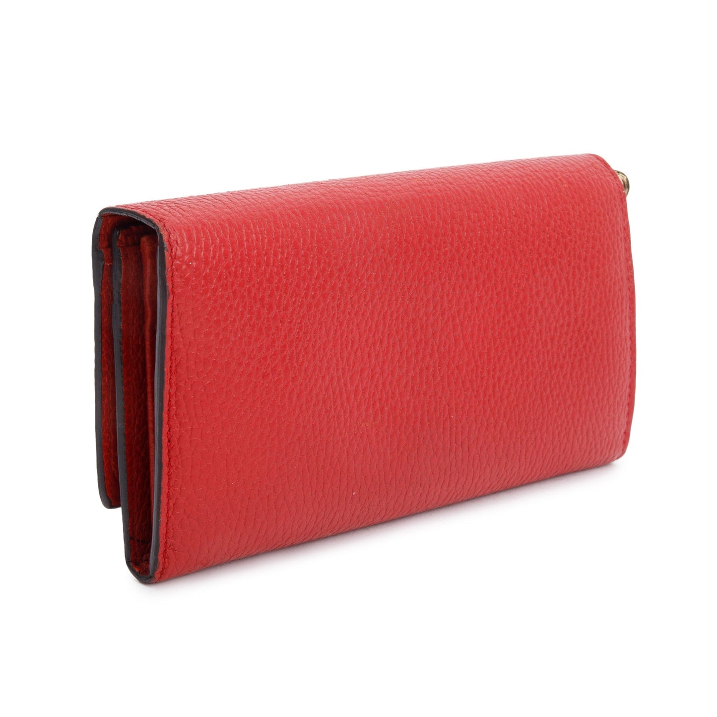 Gucci Red Pebbled Leather Interlocking G Continental Wallet on Chain