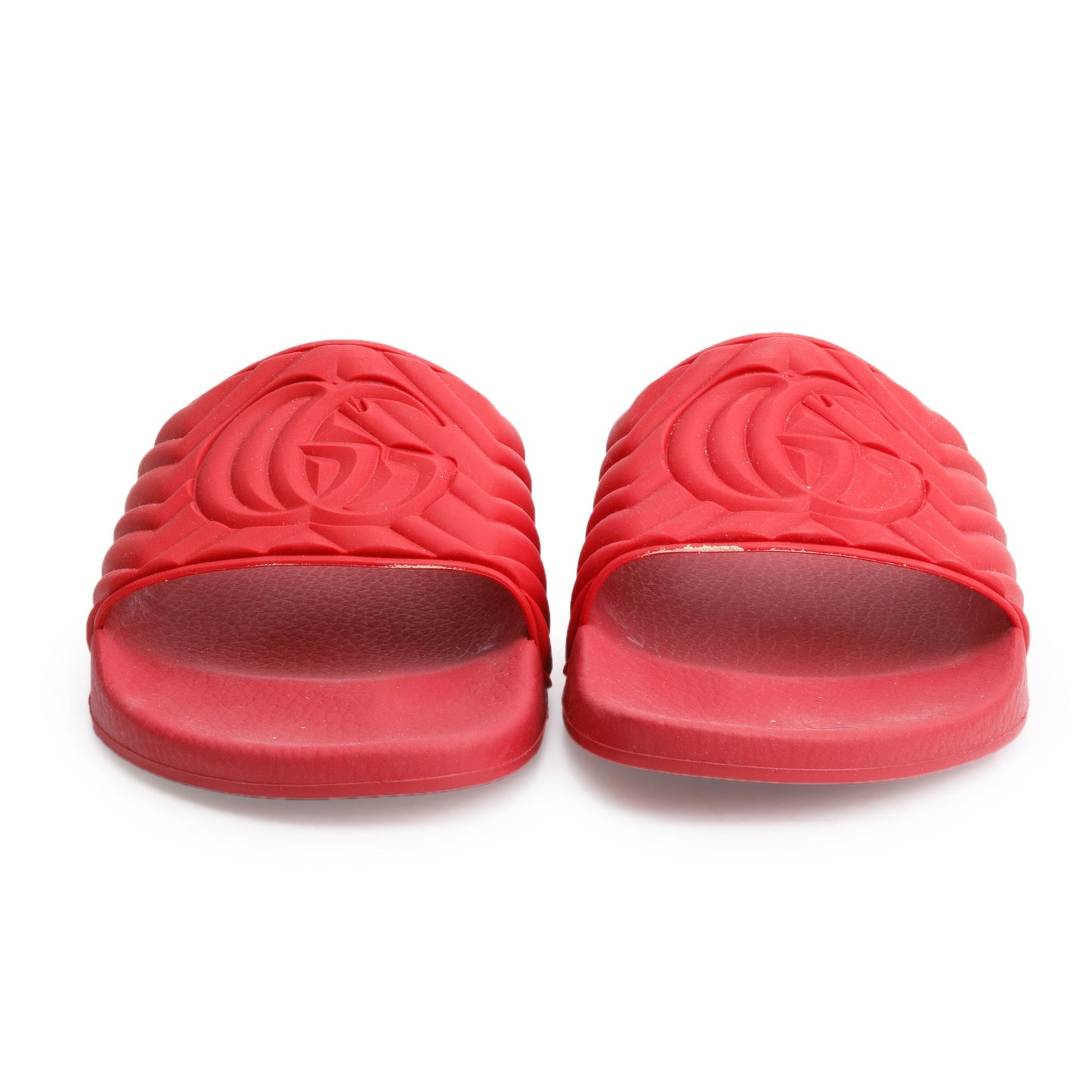 Gucci Red Rubber Double G Logo Slides, Size 11