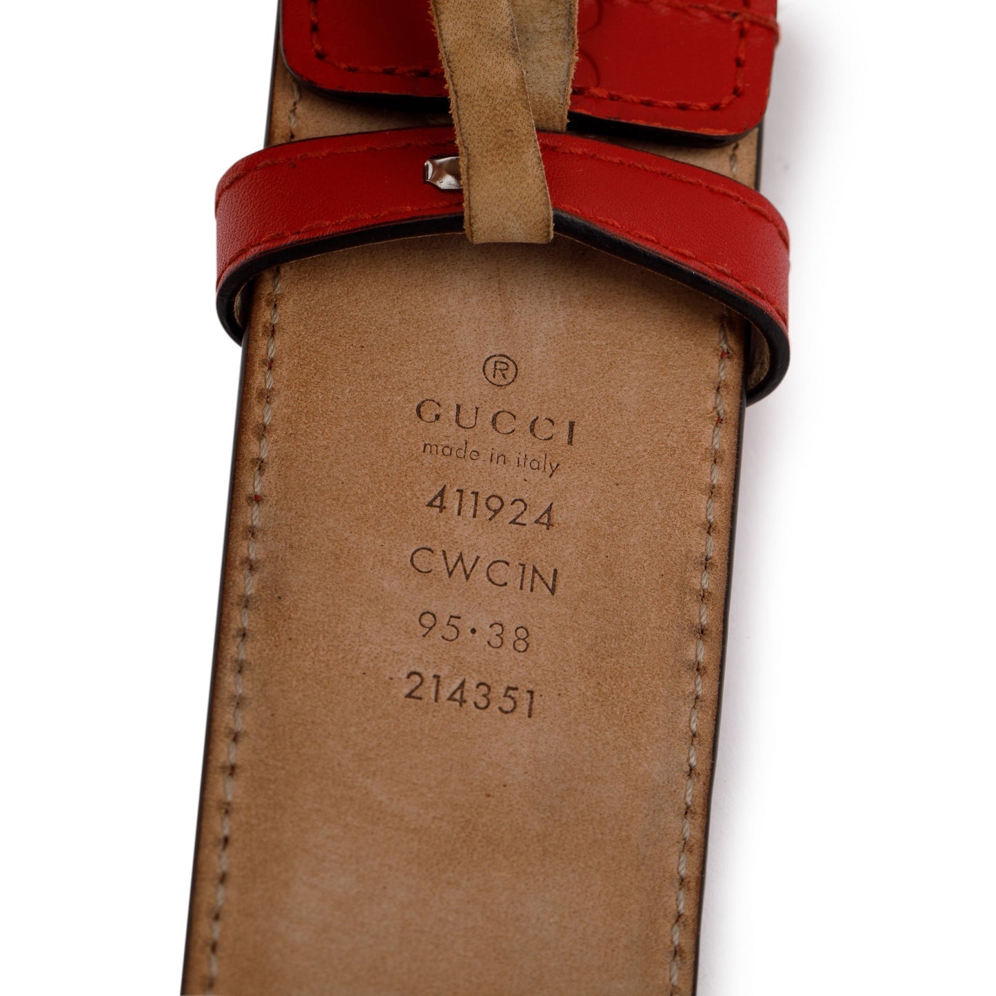 Gucci Red Signature Leather Belt with G Buckle