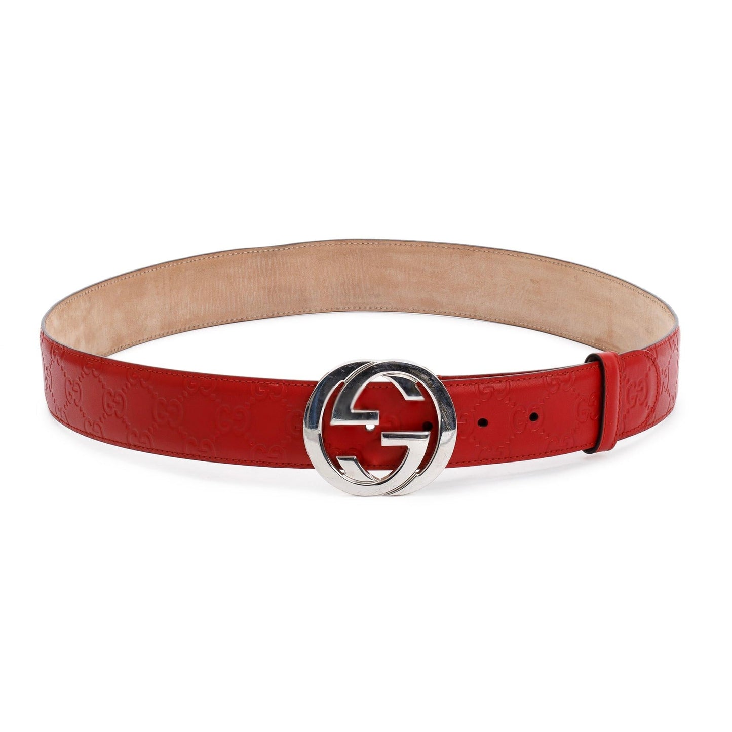 Gucci Red Signature Leather Belt with G Buckle