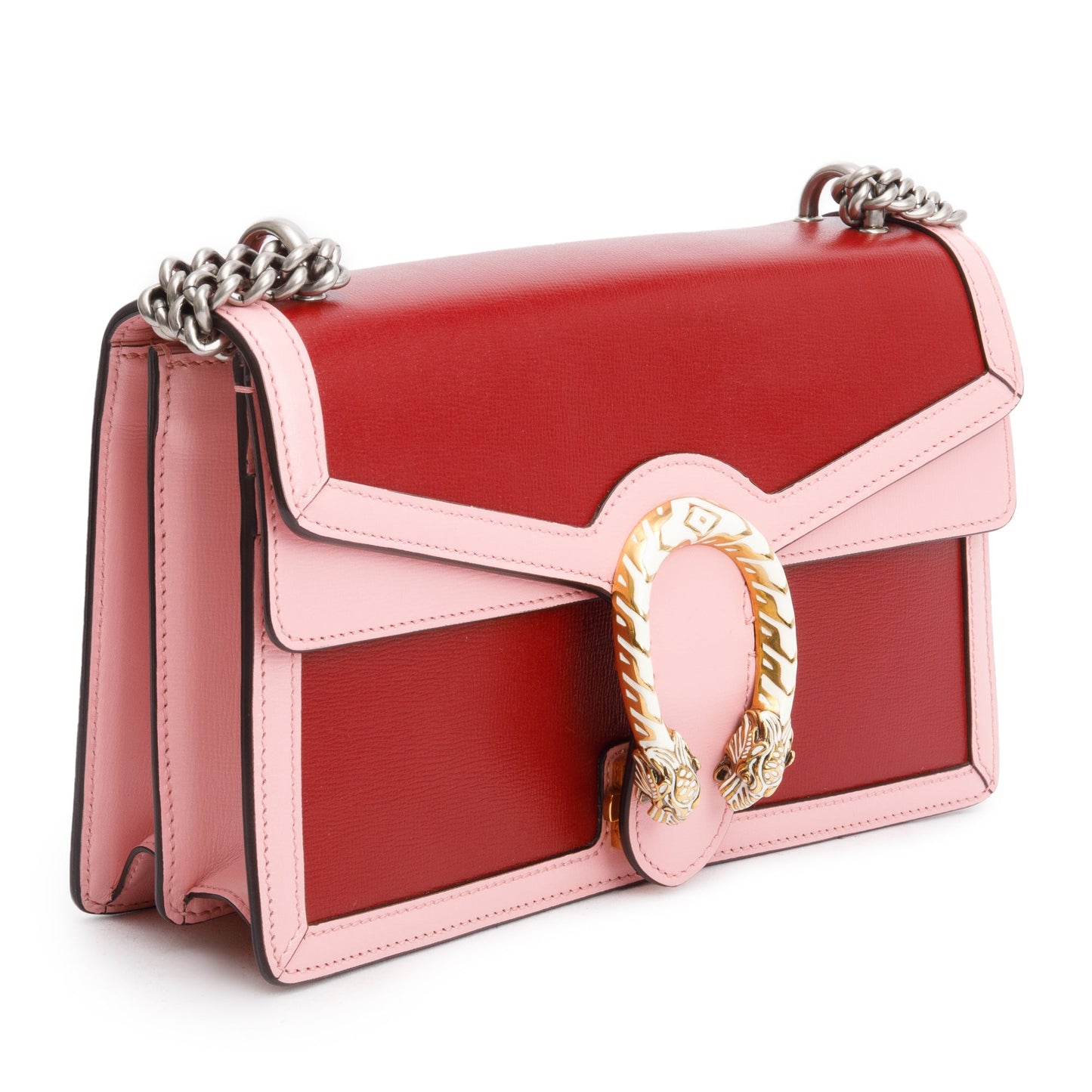 Gucci Red/Pink Bicolor Calfskin Leather Small Dionysus Shoulder Bag