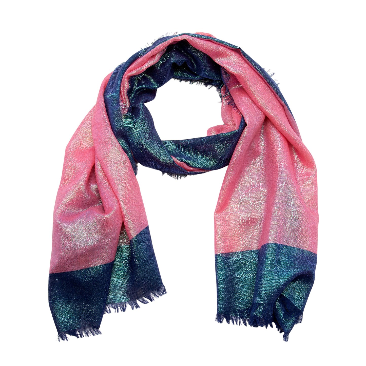 Gucci Shimmer Stenlux Wool Jacquard GG Reversible Scarf (SHF-NlVPkU)