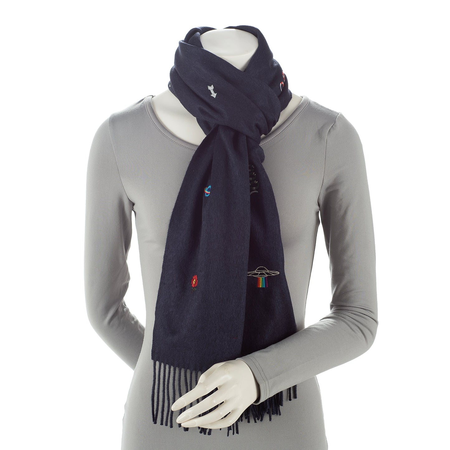 Gucci Silk Cashmere Embroidered Scarf (SHF-22576)