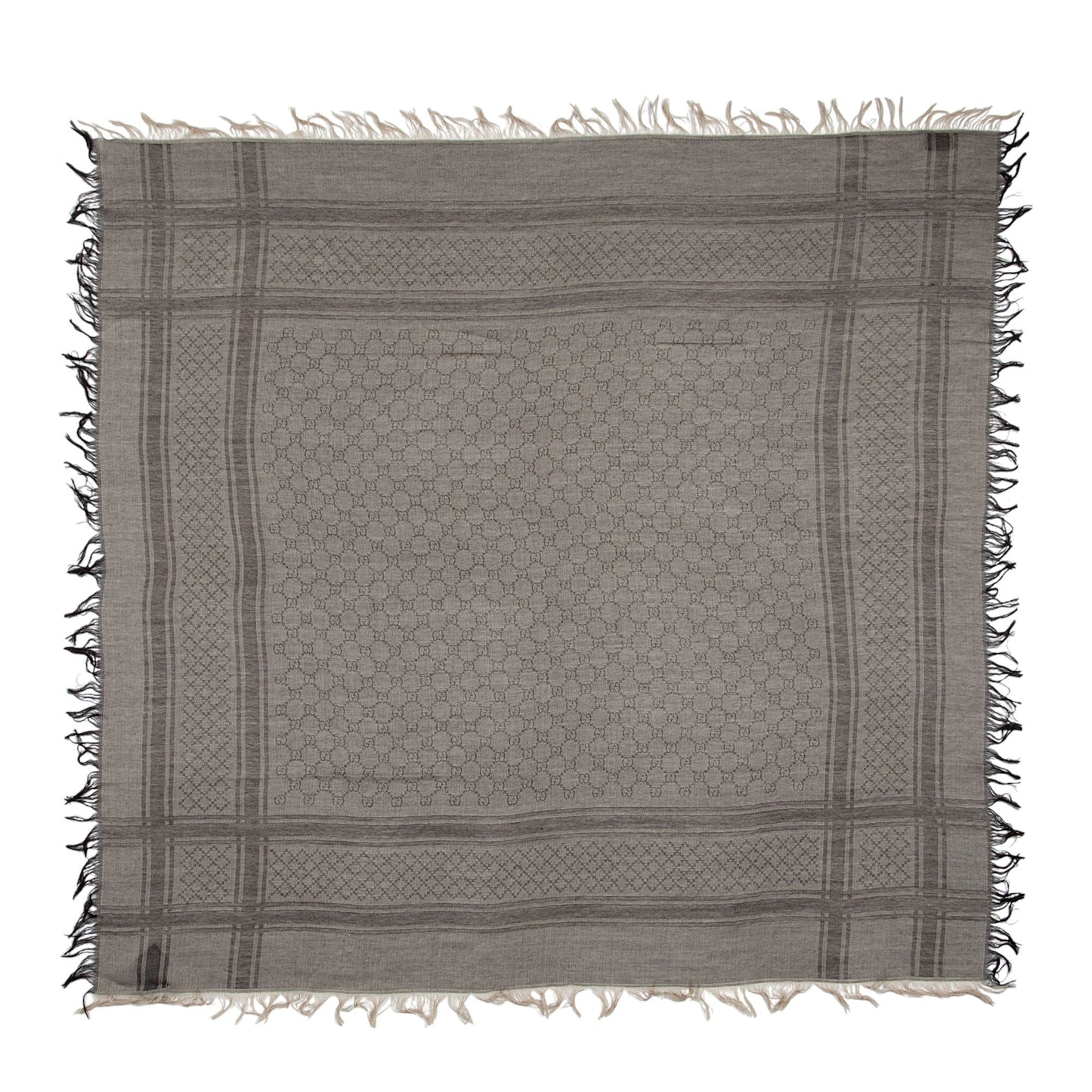 Gucci Silk Wool Monogram Diamante 140cm Shawl (SHF-E6gwxg)