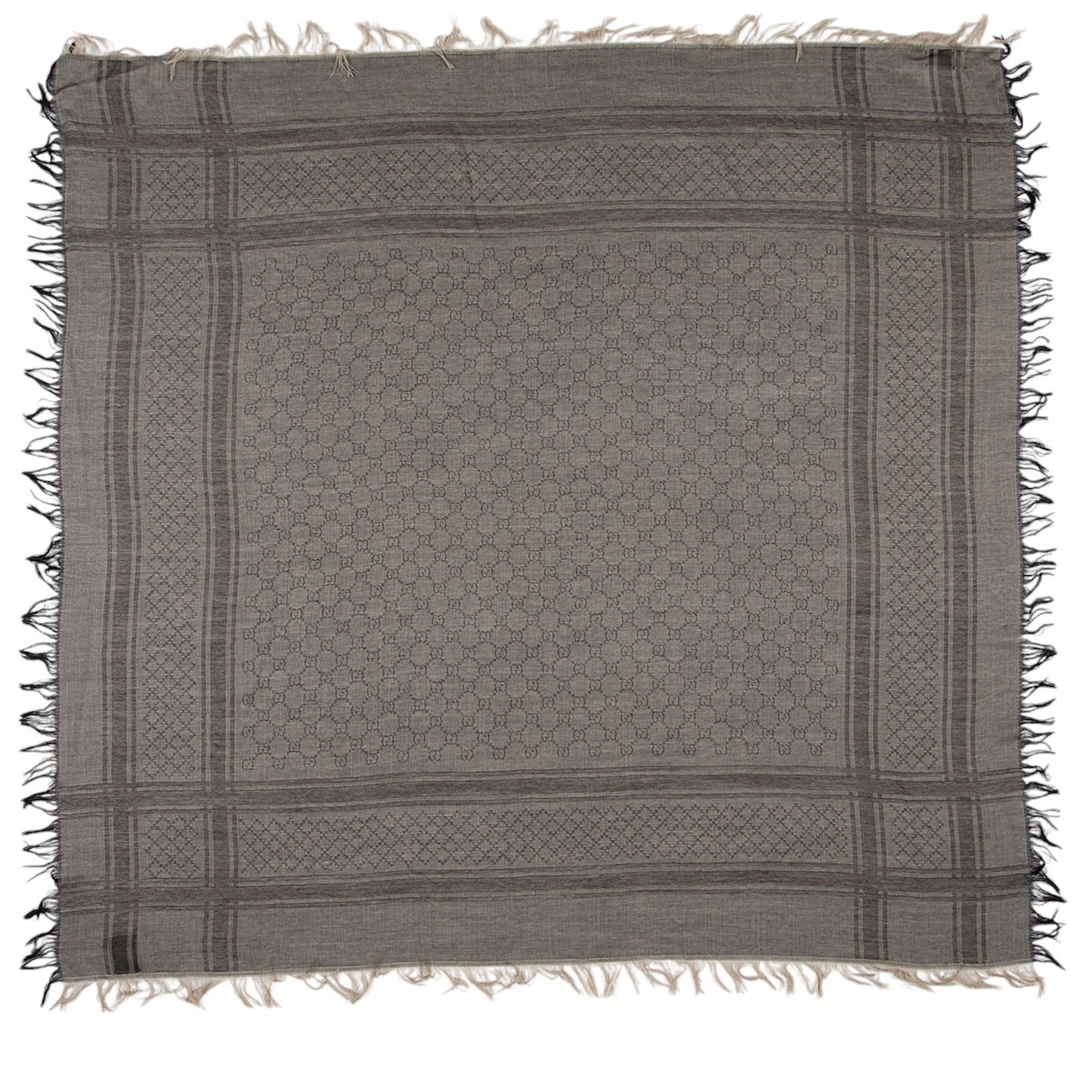 Gucci Silk Wool Monogram Diamante 140cm Shawl (SHF-ZU4gQZ)