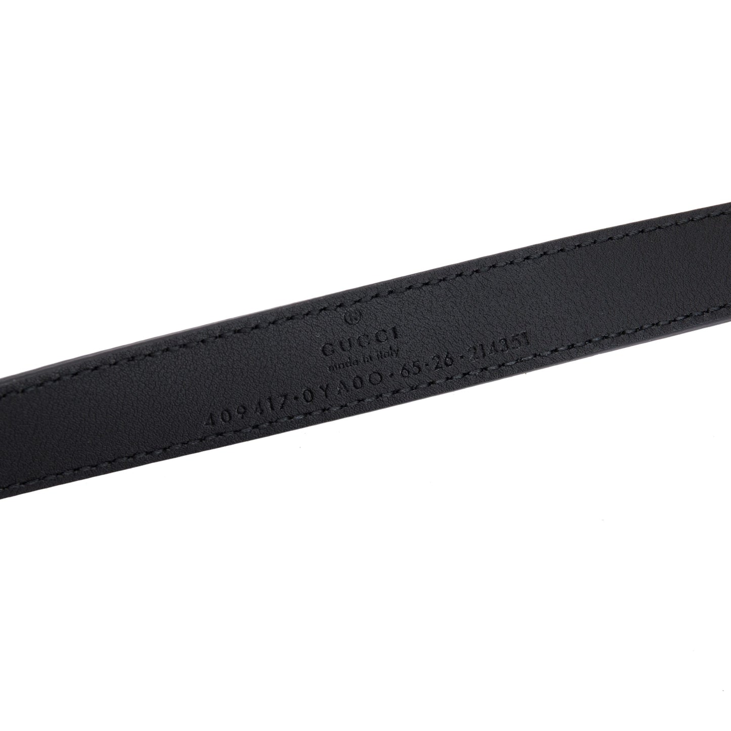 Gucci Skinny Black Leather Belt with Double G Buckle, 65 25