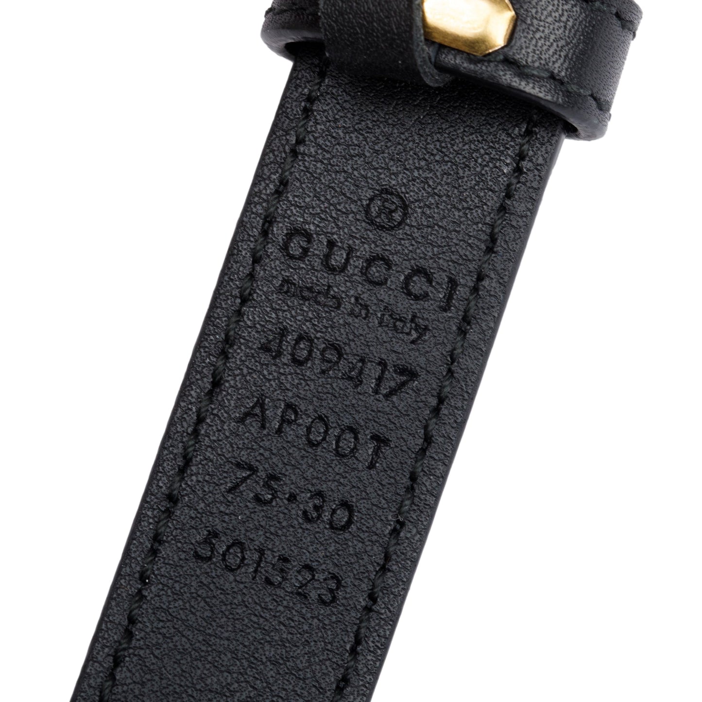 Gucci Skinny Black Leather Belt with Double G Buckle  75 30