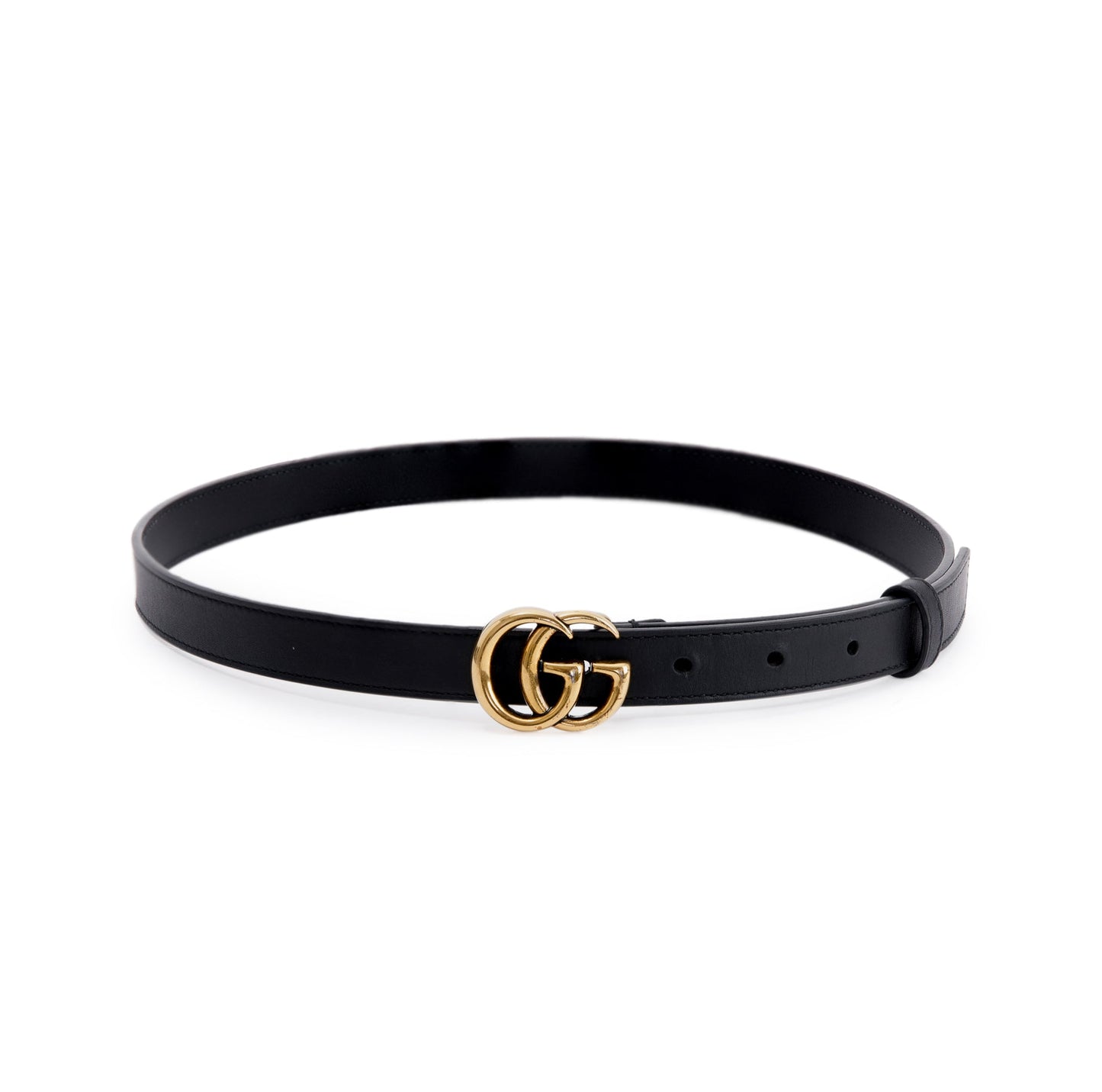Gucci Skinny Leather Belt with Double G Buckle