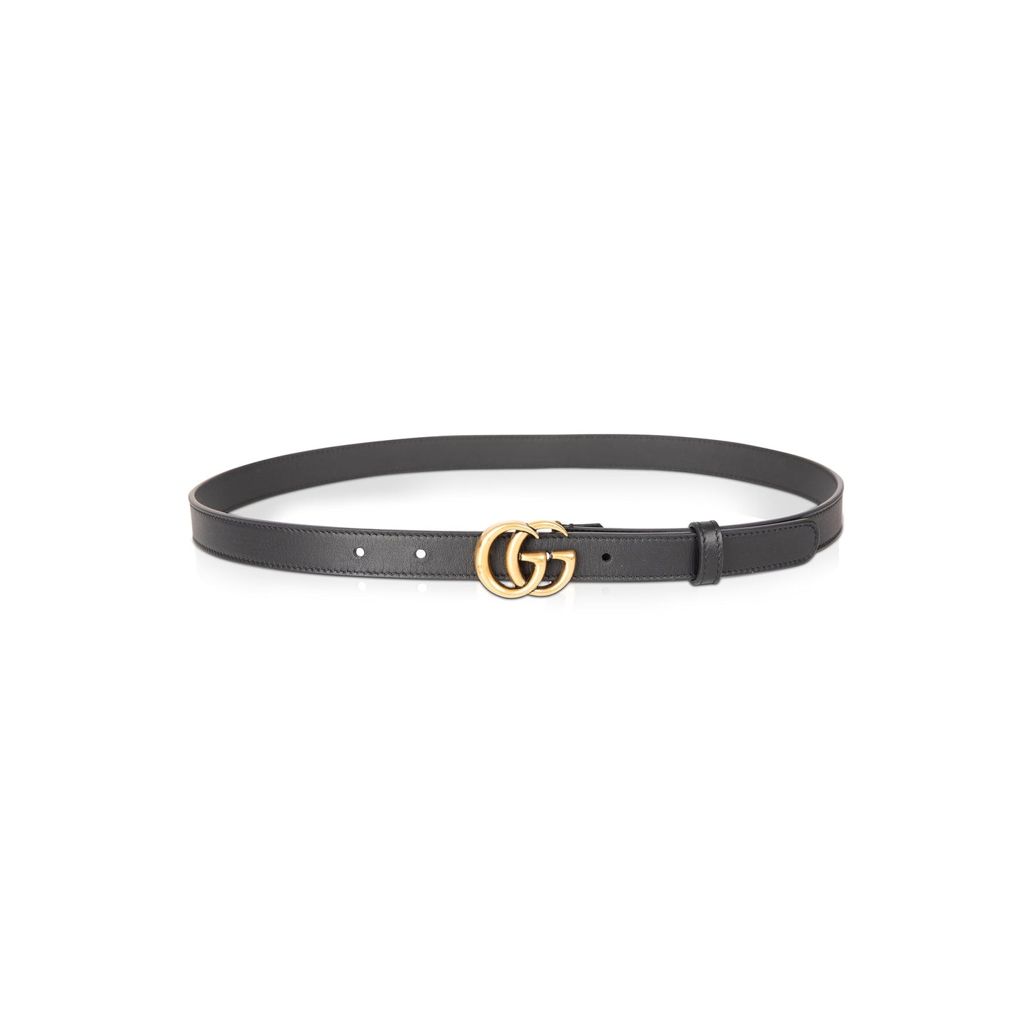 Gucci Skinny Leather Belt with Double G Buckle