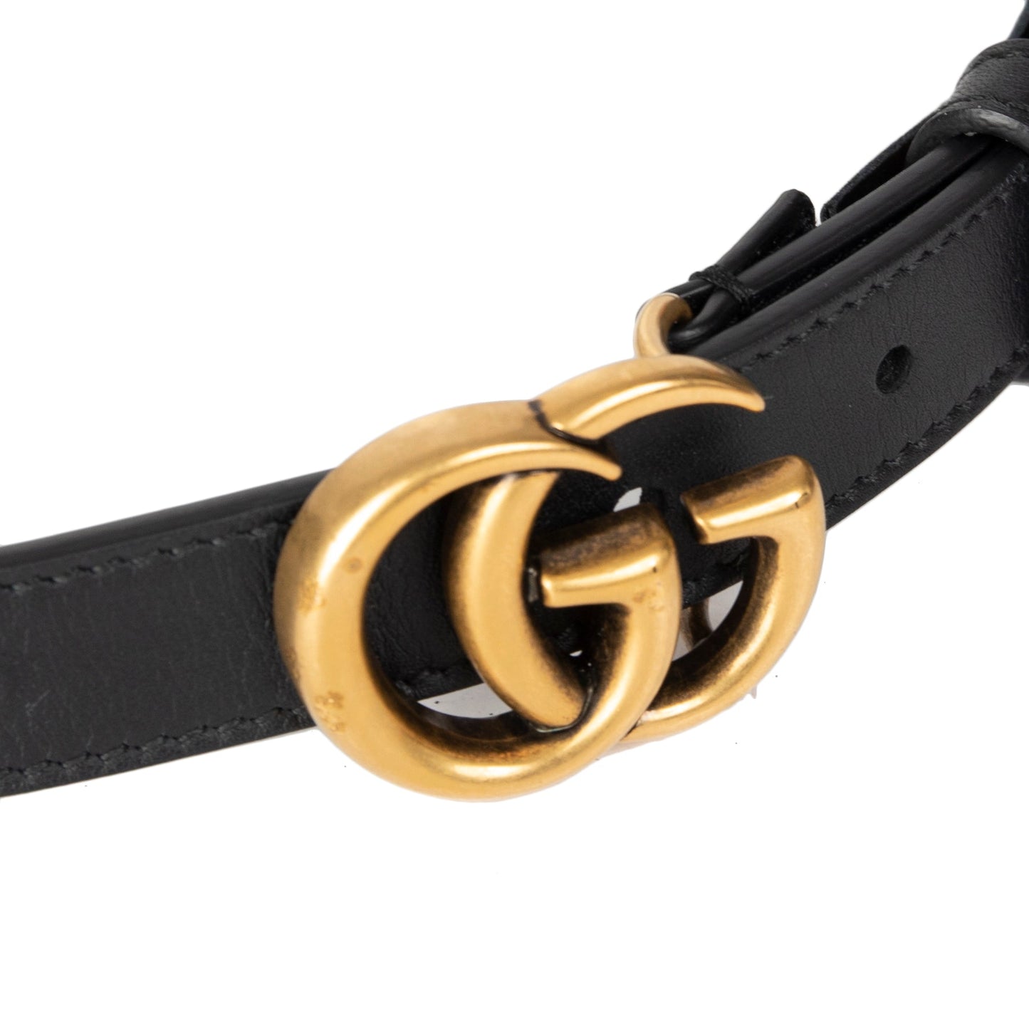 Gucci Skinny Leather Belt with Double G Buckle
