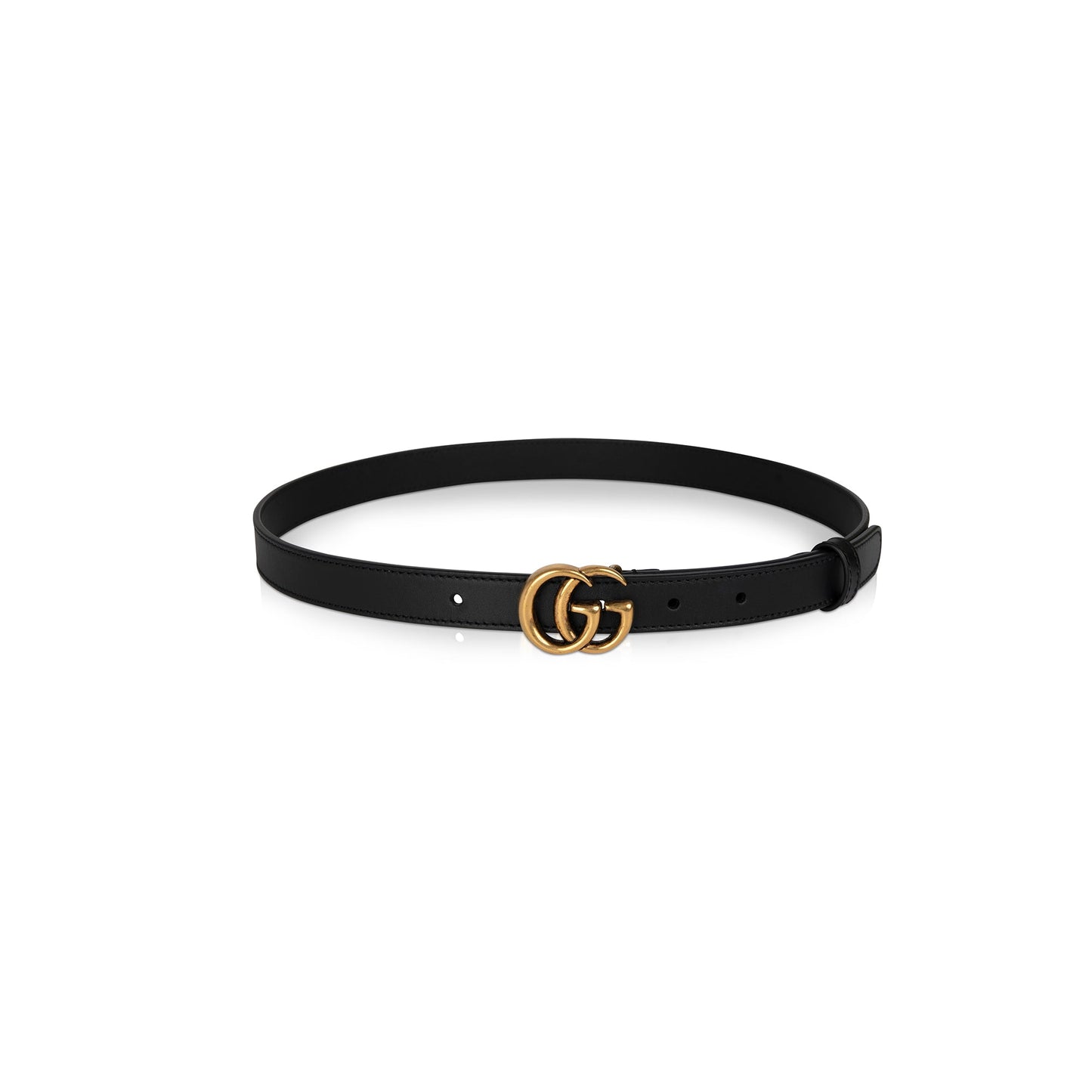 Gucci Skinny Leather Belt with Double G Buckle