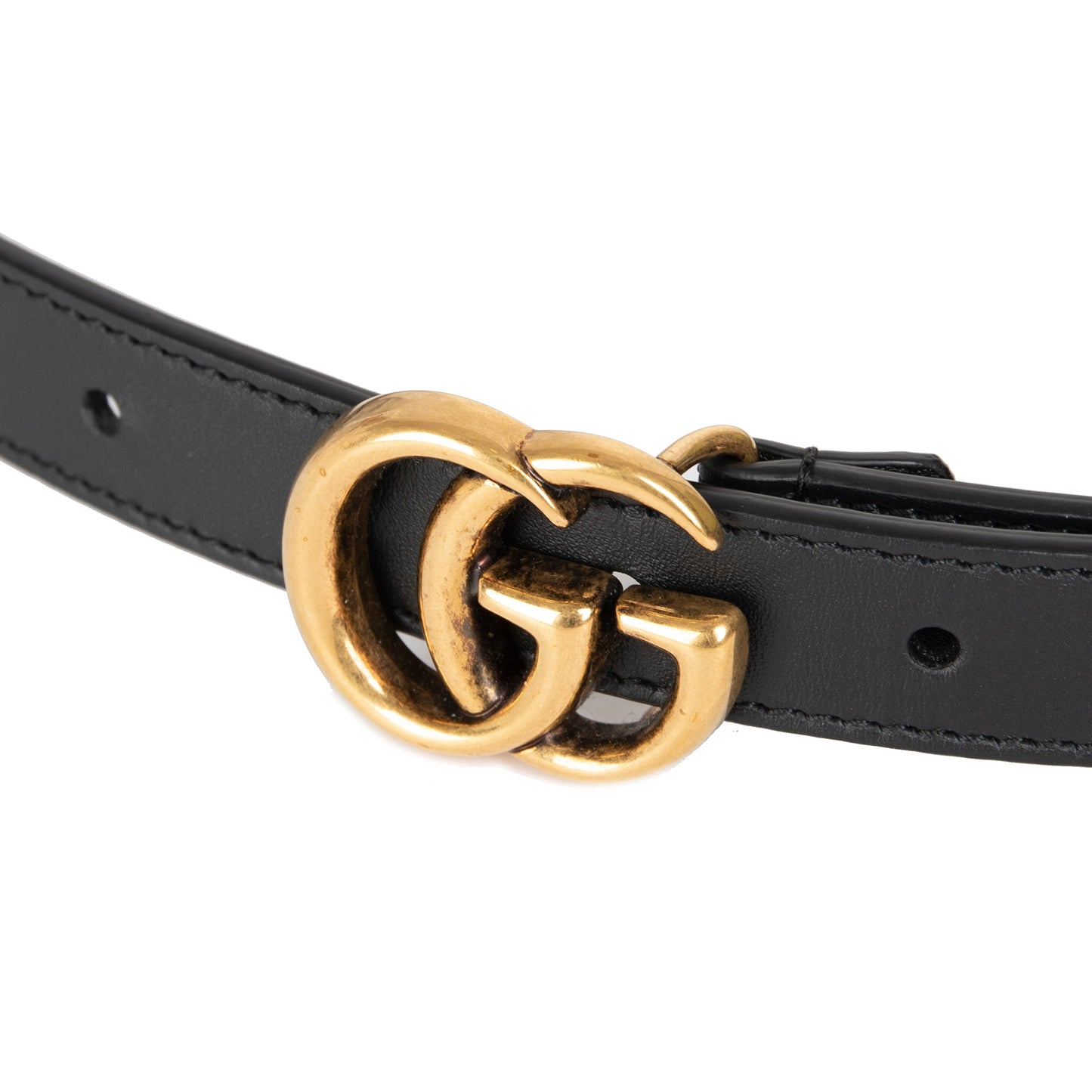 Gucci Skinny Leather Belt with Double G Buckle