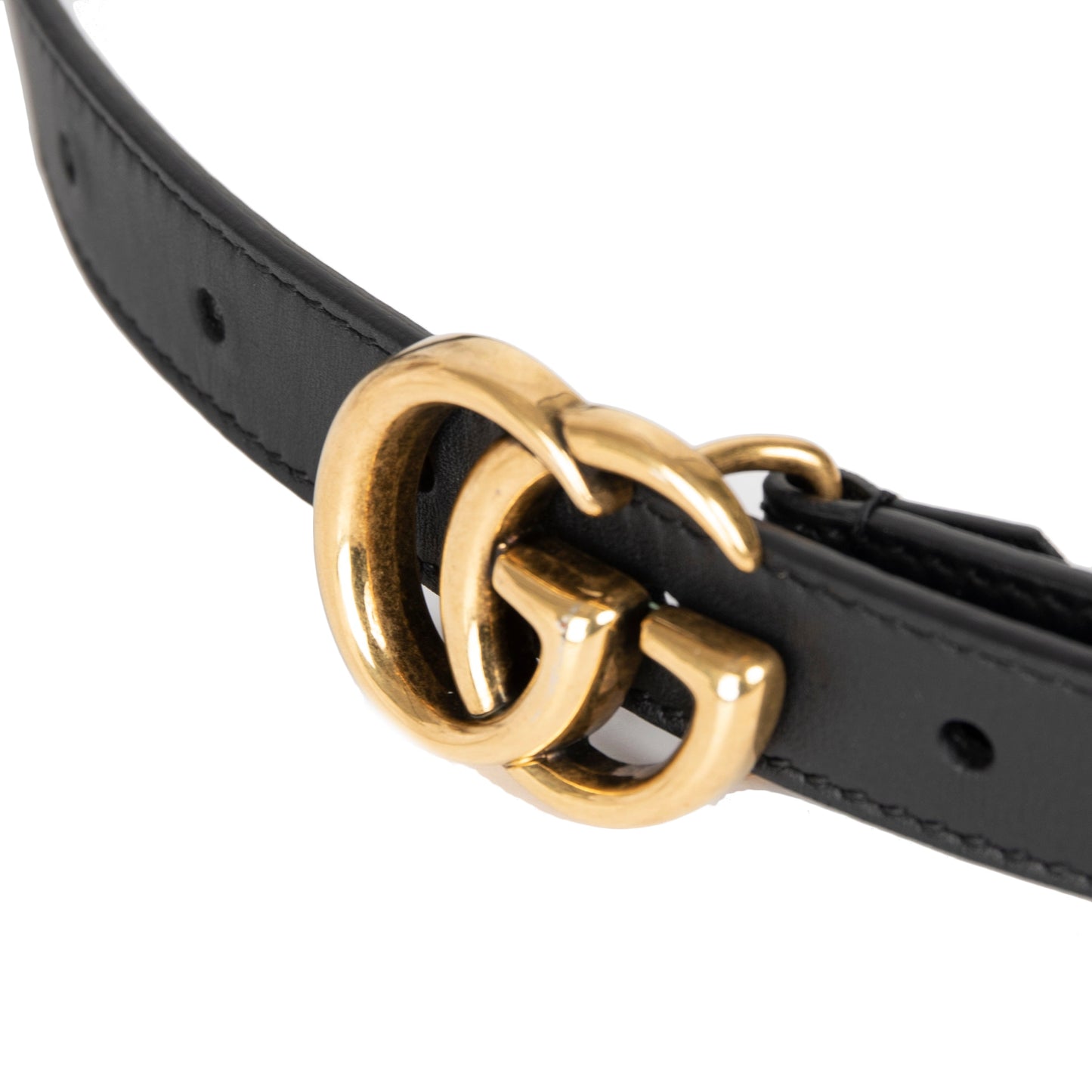 Gucci Skinny Leather Belt with Double G Buckle