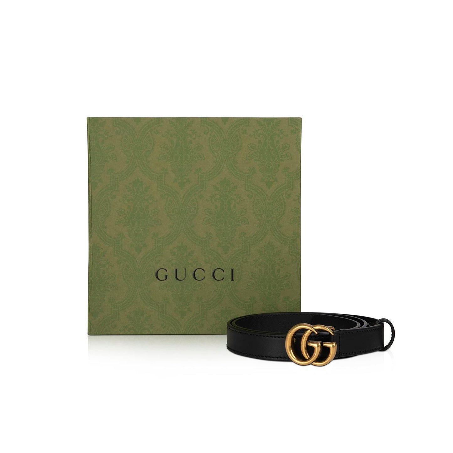 Gucci Skinny Leather Belt with Double G Buckle