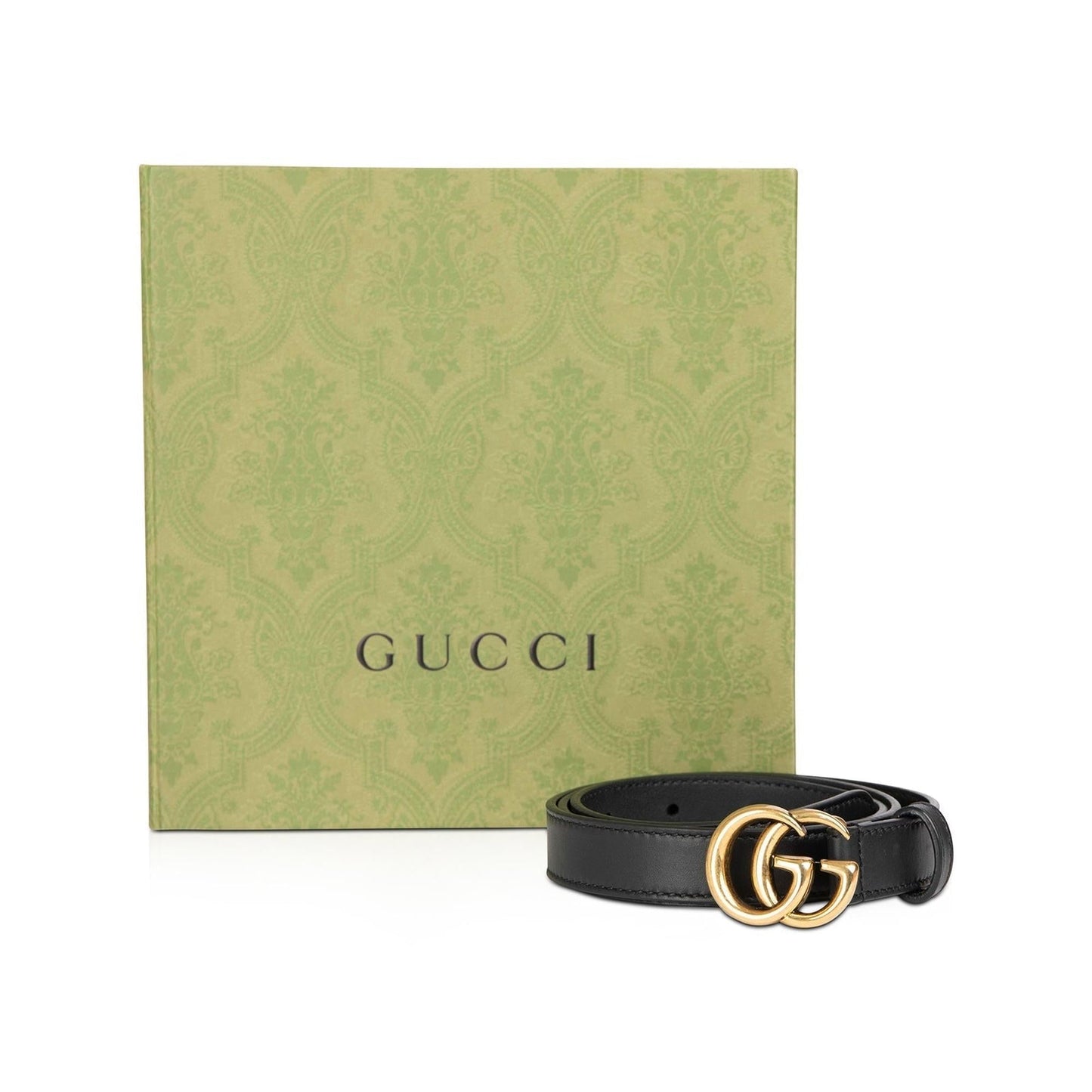 Gucci Skinny Leather Belt with Double G Buckle