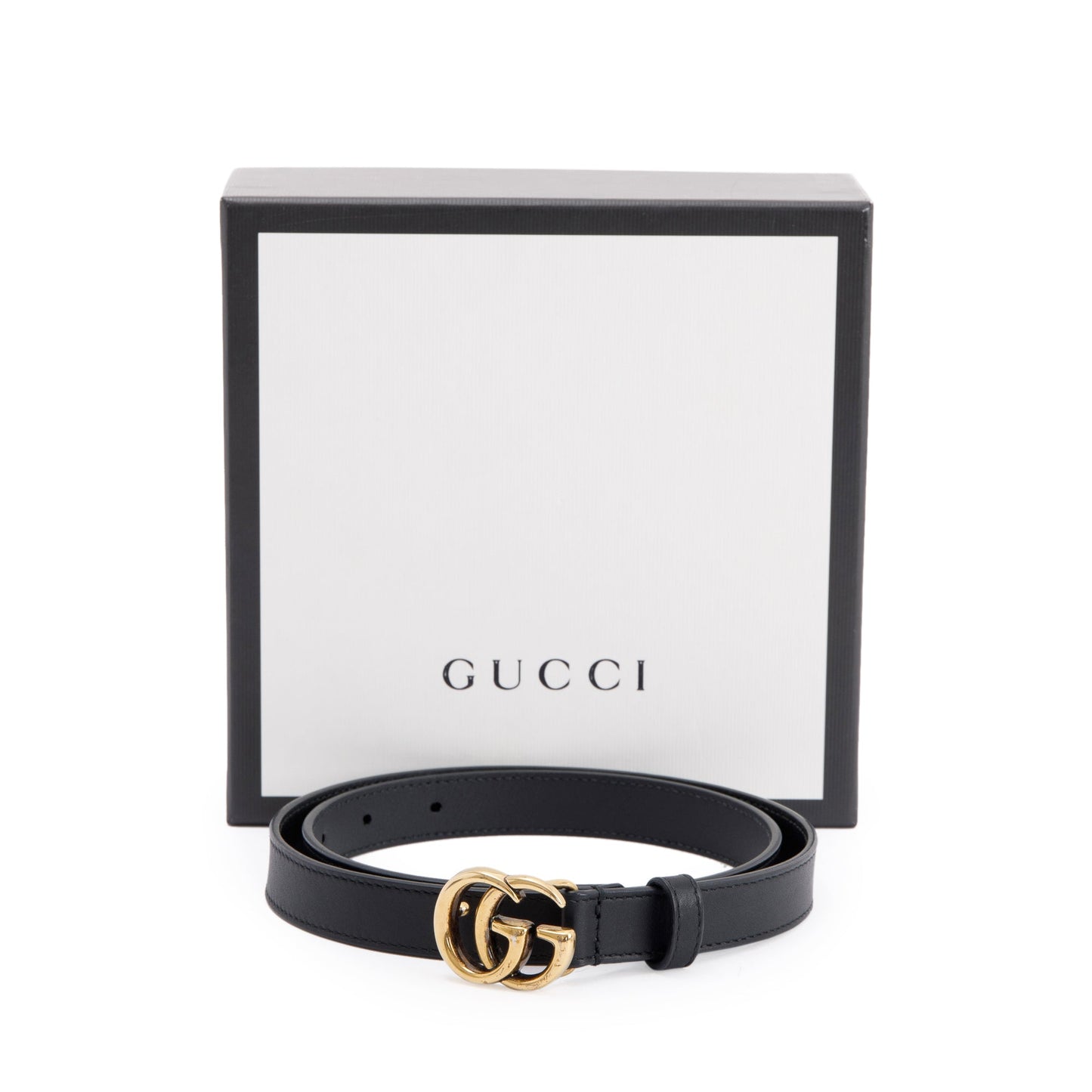 Gucci Skinny Leather Belt with Double G Buckle