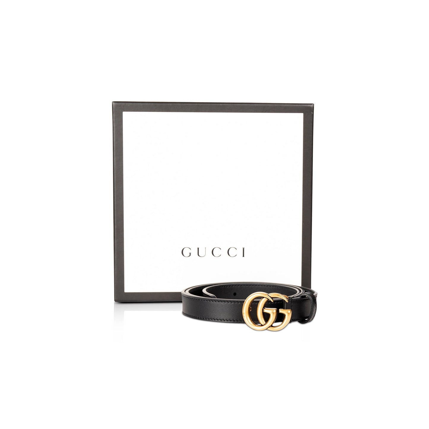 Gucci Skinny Leather Belt with Double G Buckle
