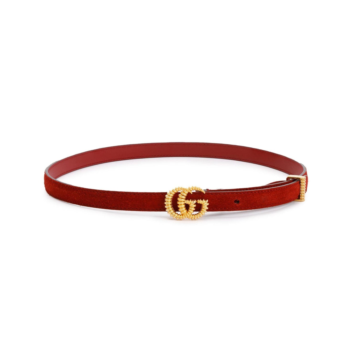 Gucci Skinny Marmont Red Suede Torchon Buckle Belt, 70 28