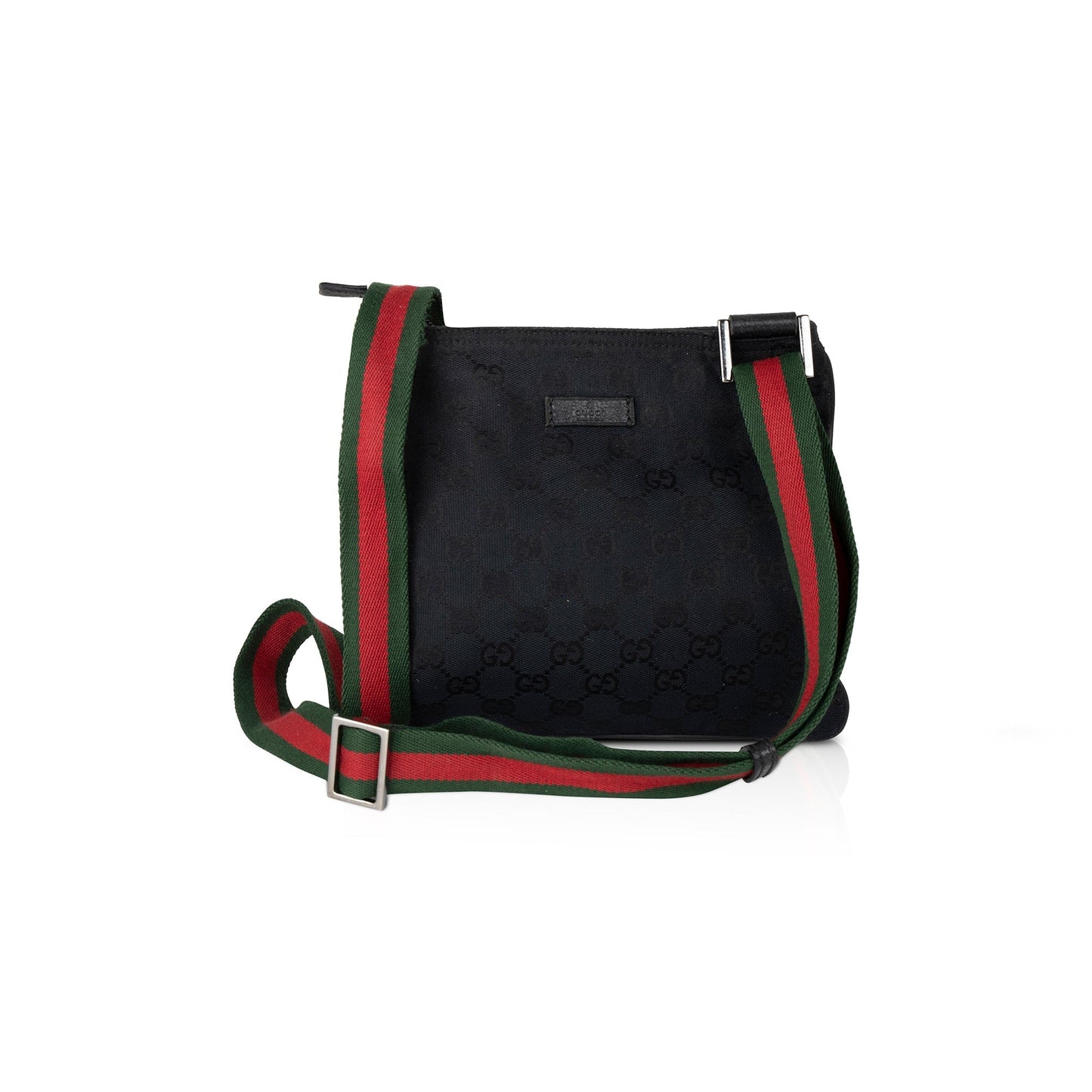 Gucci Small Black GG Canvas Web Crossbody Bag