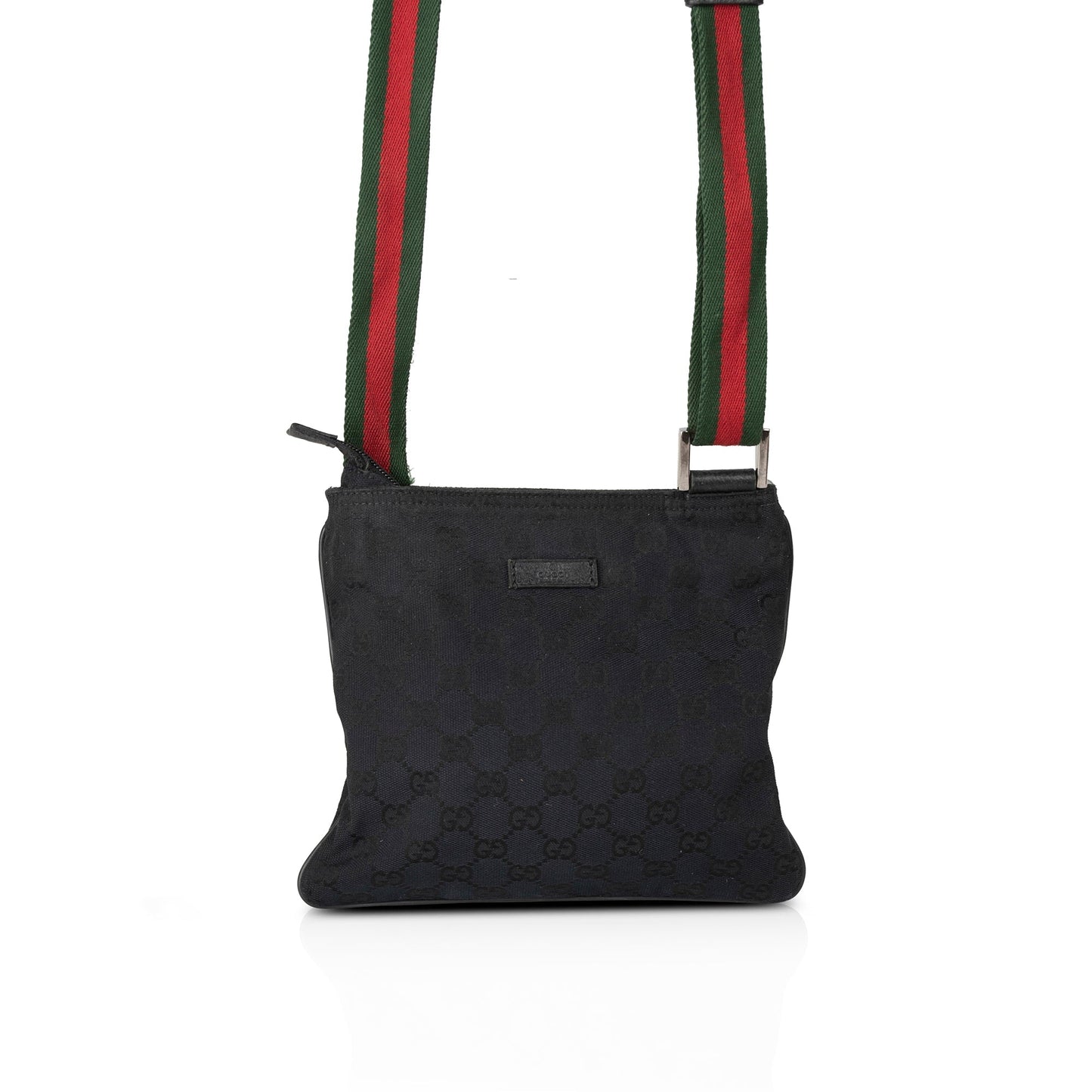 Gucci Small Black GG Canvas Web Crossbody Bag