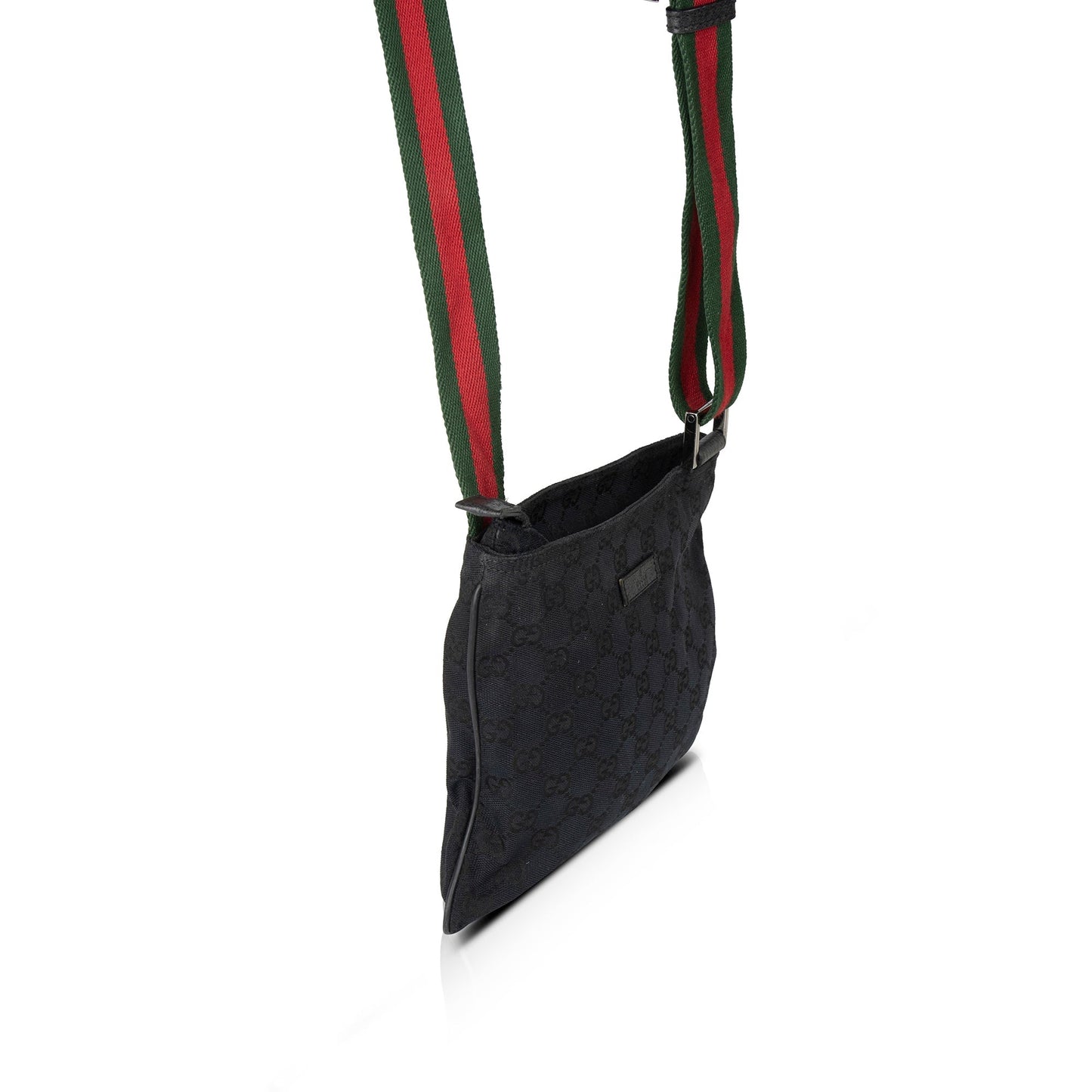 Gucci Small Black GG Canvas Web Crossbody Bag