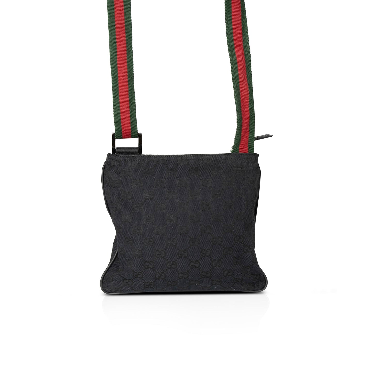 Gucci Small Black GG Canvas Web Crossbody Bag