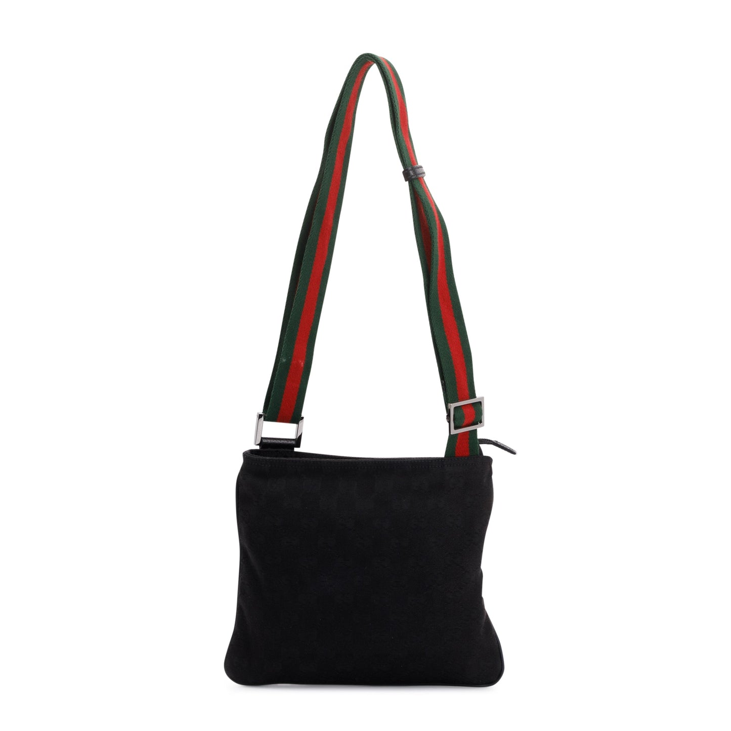 Gucci Small Black GG Canvas Web Messenger Bag