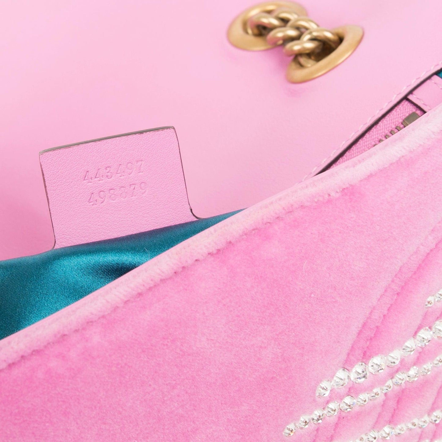 Gucci Small GG Marmont Matelasse Velvet Crystal Shoulder Bag