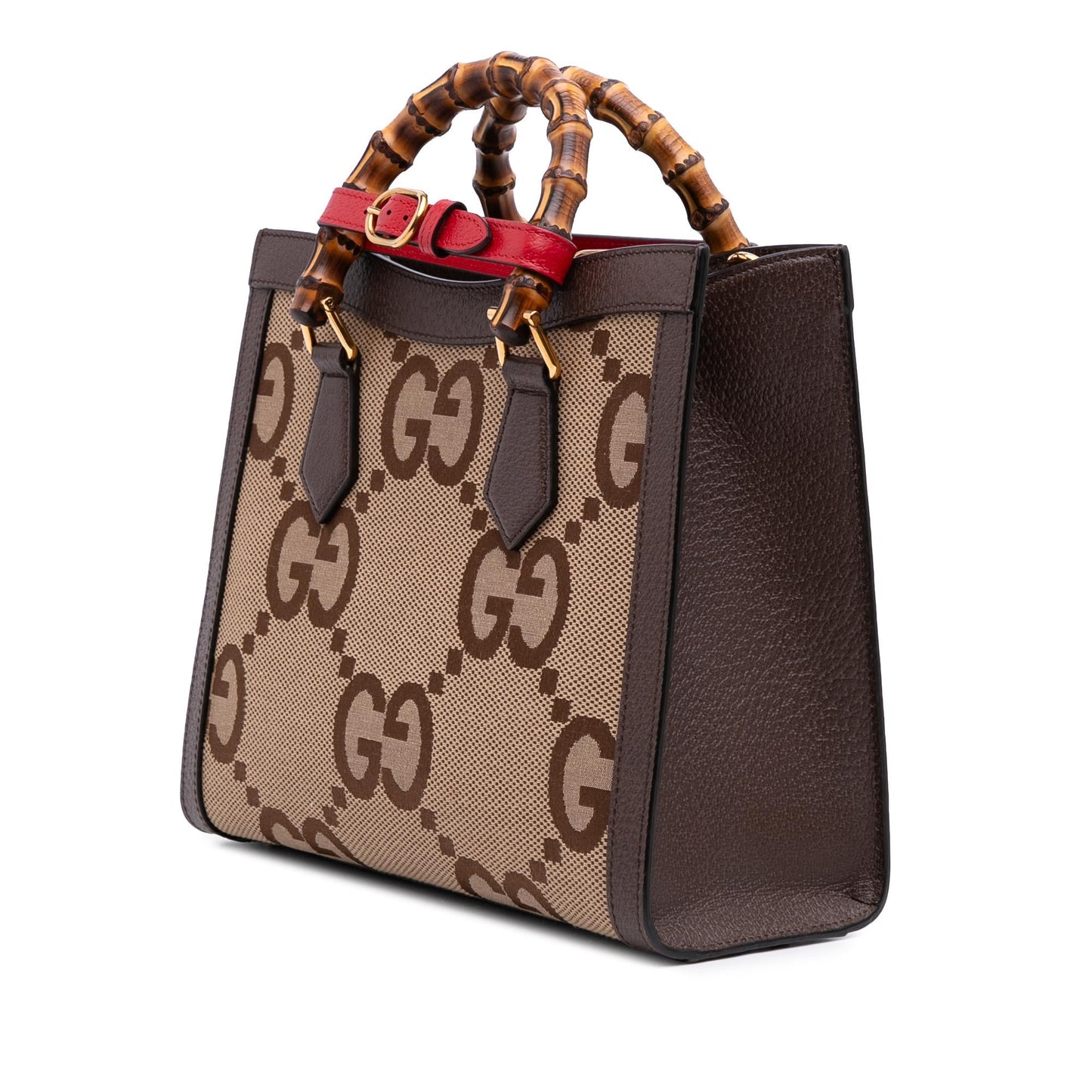 Gucci Small Jumbo GG Canvas Bamboo Diana Satchel