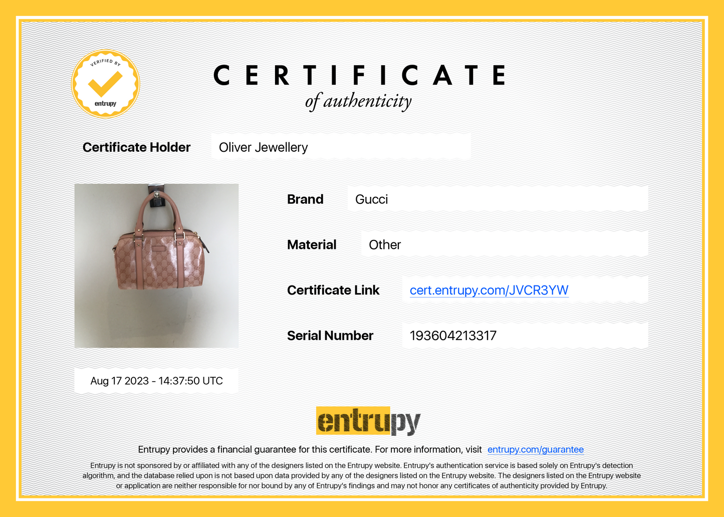 Gucci Small Pink Crystal GG Imprime Joy Boston Bag