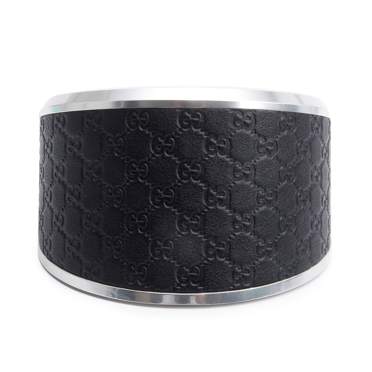 Gucci Stainless Steel & Black Guccissima Leather 210 G-Clock