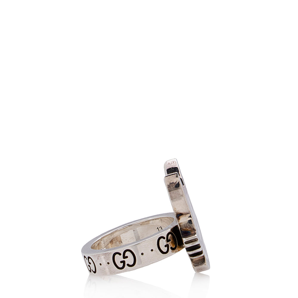 Gucci Sterling Silver Enamel Bosco & Orso GG Ring - Size 6 1/2 (SHF-23011)
