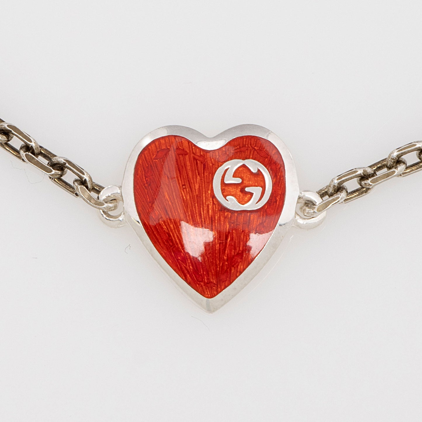 Gucci Sterling Silver Enamel Heart Bracelet