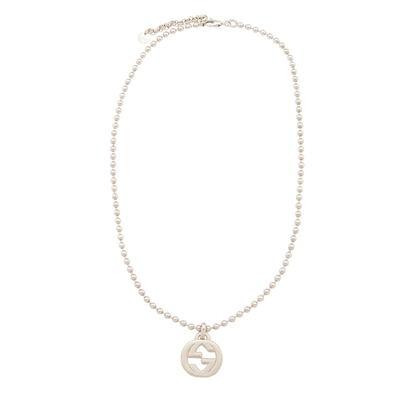 Gucci Sterling Silver Interlocking G Ball Chain Necklace