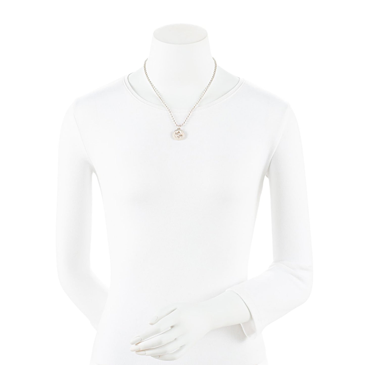 Gucci Sterling Silver Interlocking G Ball Chain Necklace