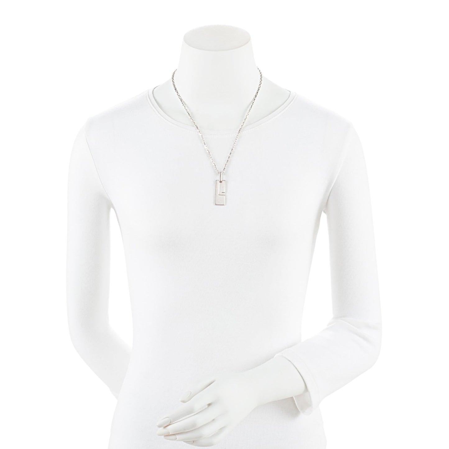 Gucci Sterling Silver Logo Plate Chain Link Necklace
