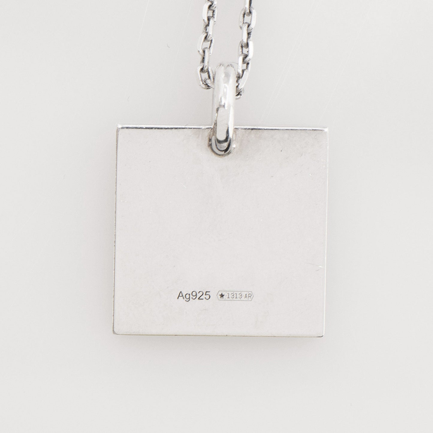 Gucci Sterling Silver Square Logo Pendant Necklace
