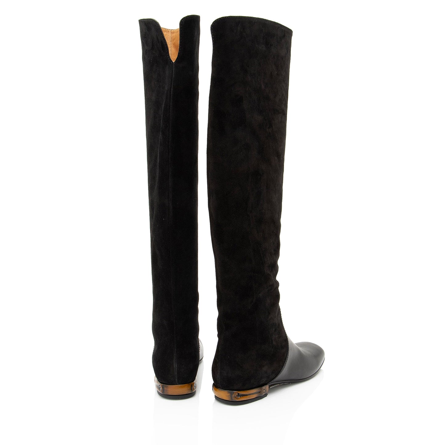 Gucci Suede Leather Bamboo Heel Knee High Boots - Size 6 / 36
