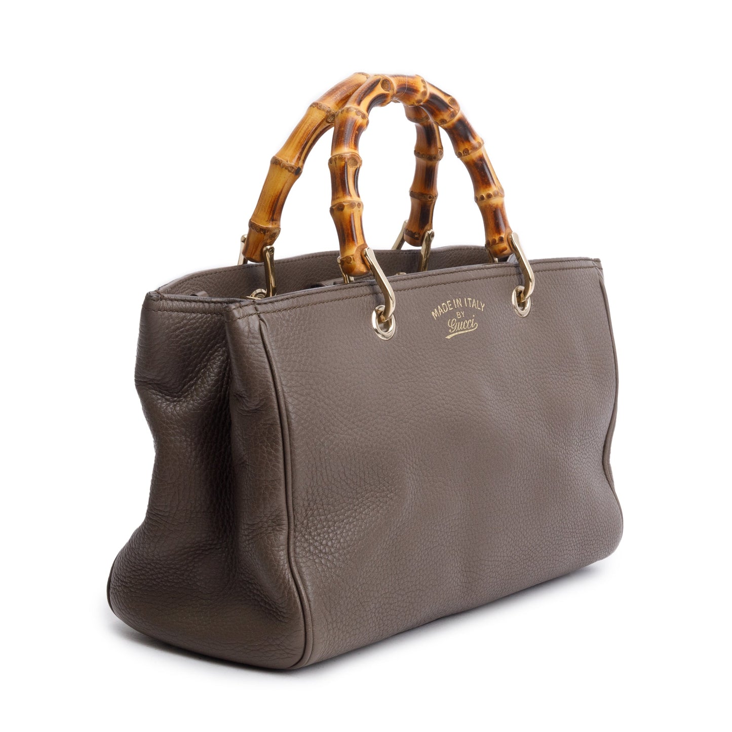 Gucci Taupe Calfskin Leather Medium Bamboo Shopper Tote