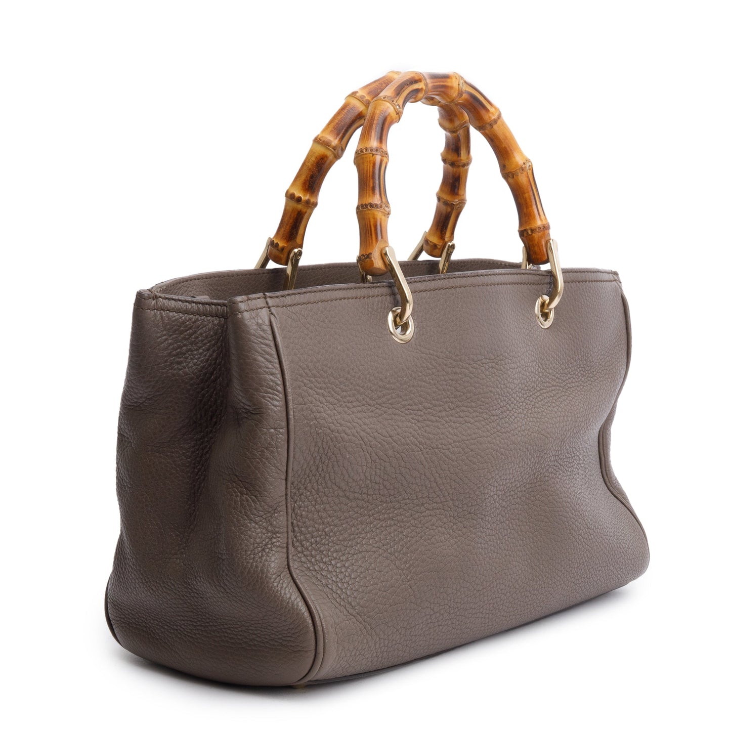Gucci Taupe Calfskin Leather Medium Bamboo Shopper Tote