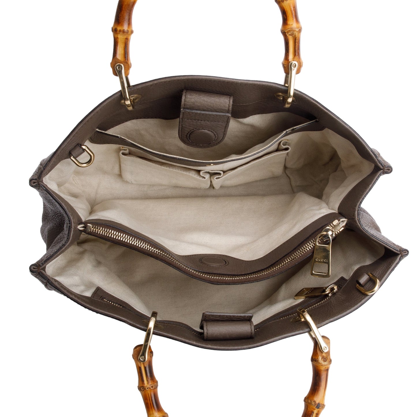 Gucci Taupe Calfskin Leather Medium Bamboo Shopper Tote