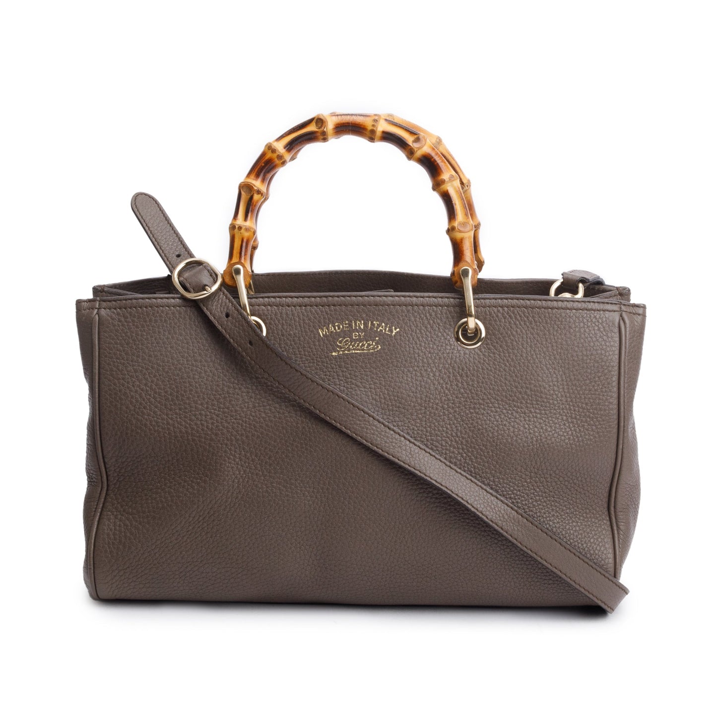 Gucci Taupe Calfskin Leather Medium Bamboo Shopper Tote