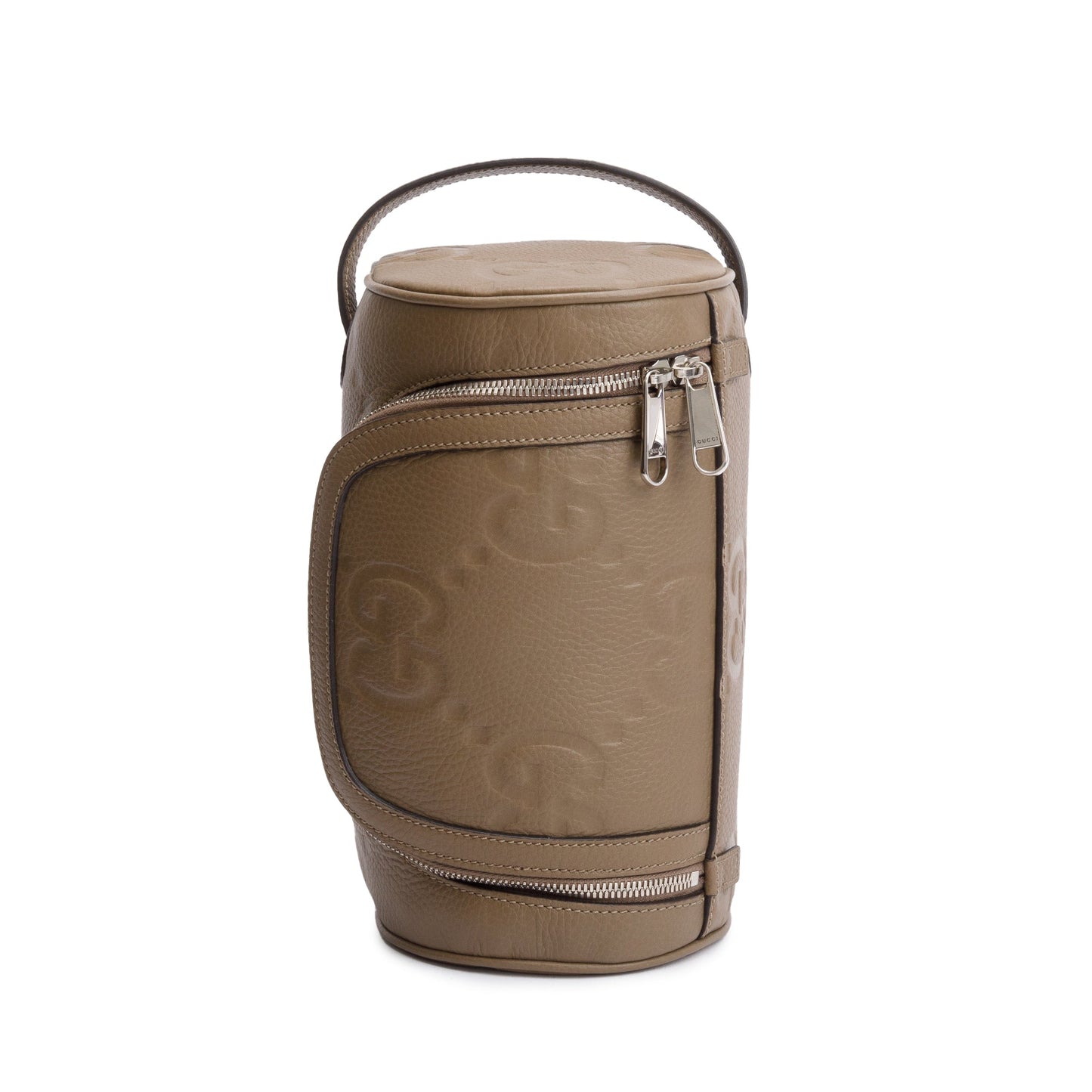Gucci Taupe Jumbo GG Embossed Calfskin Leather Toiletry Case