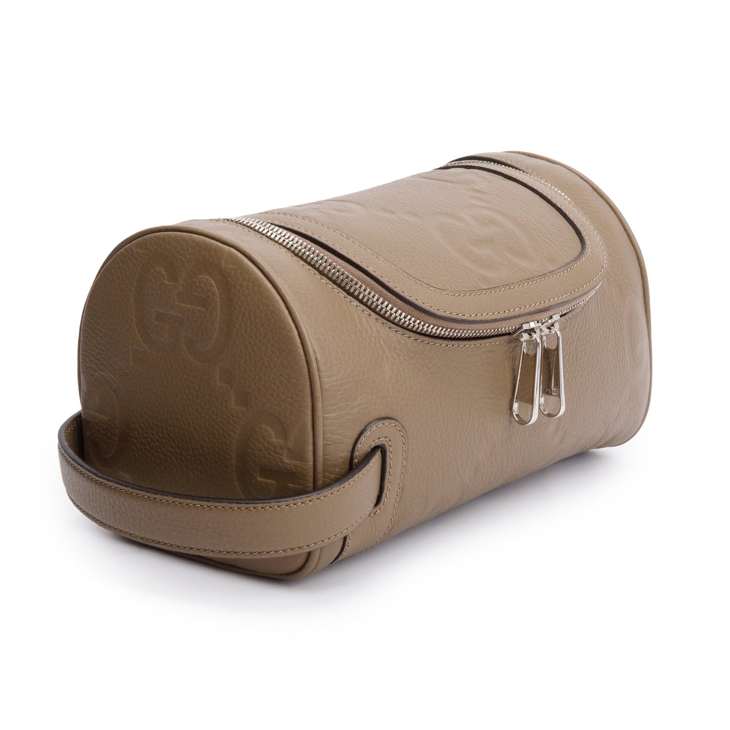 Gucci Taupe Jumbo GG Embossed Calfskin Leather Toiletry Case